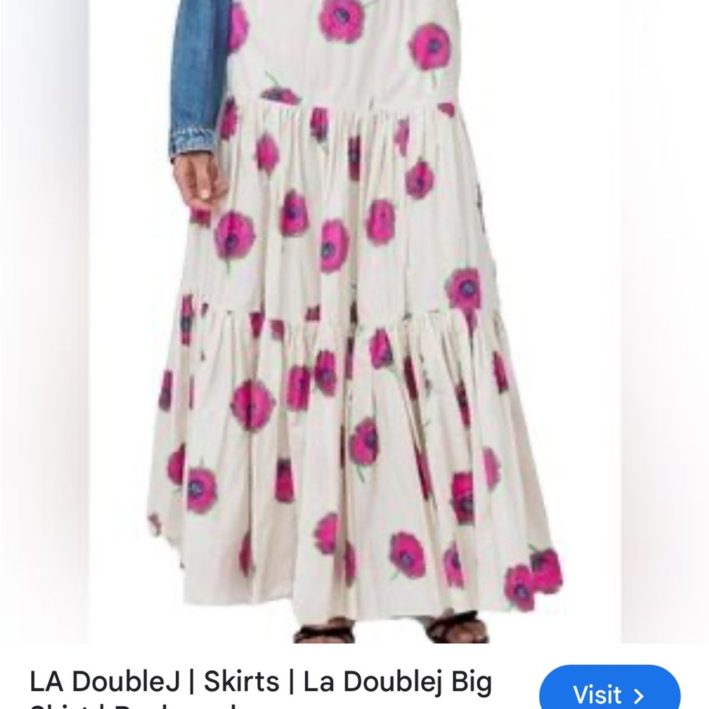LA DoubleJ Cream Maxi Skirt with Pink Floral Print - Picture 4 of 6